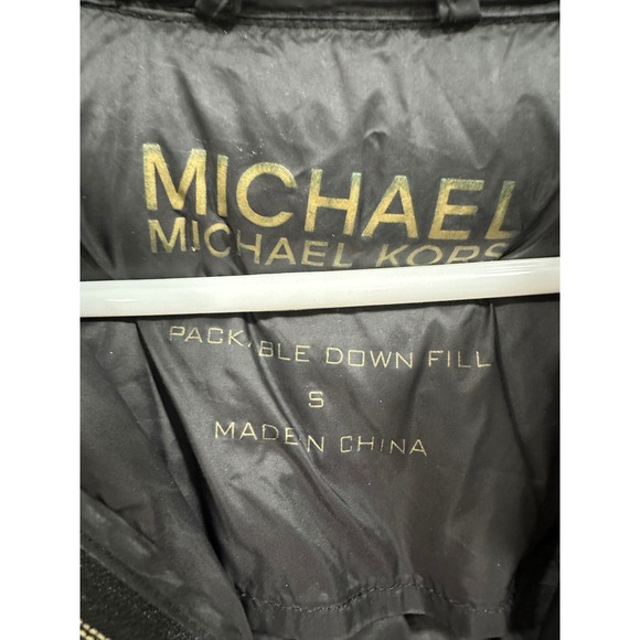 Michael Kors Black Packable Down Fill Hooded Puffer Jacket Women's Size S - Picture 2 of 6